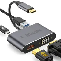 Hub Adaptador 4 en 1 USB-C a HDMI 4K + VGA + USB 3.0+ USB C