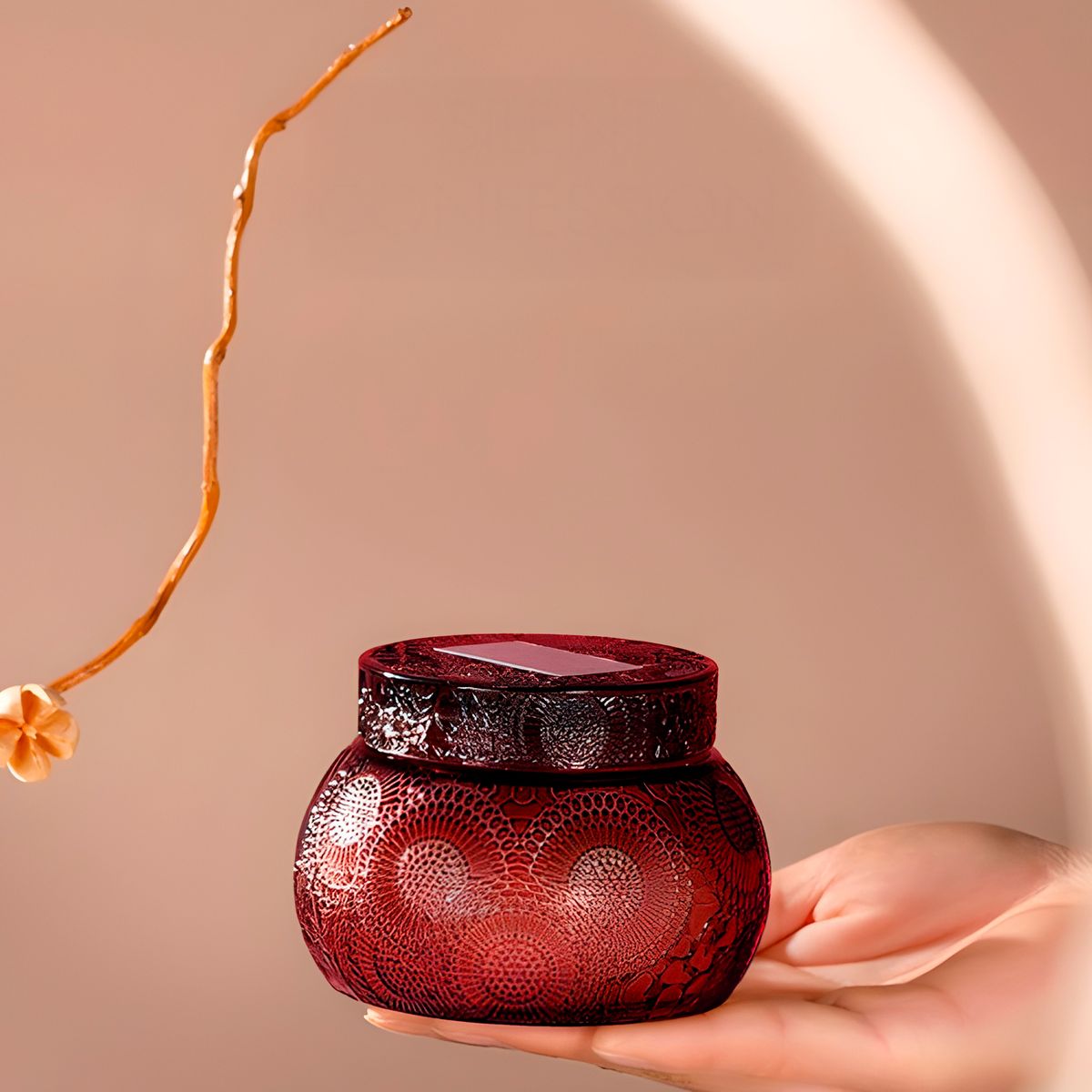 GENERICO - Frascos De Vidrio Aromáticas Tapa Velas Redondo Color Rojo