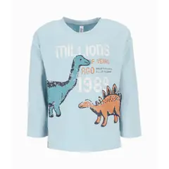 BLACK AND BLUE - Polera niño con dinosaurios menta