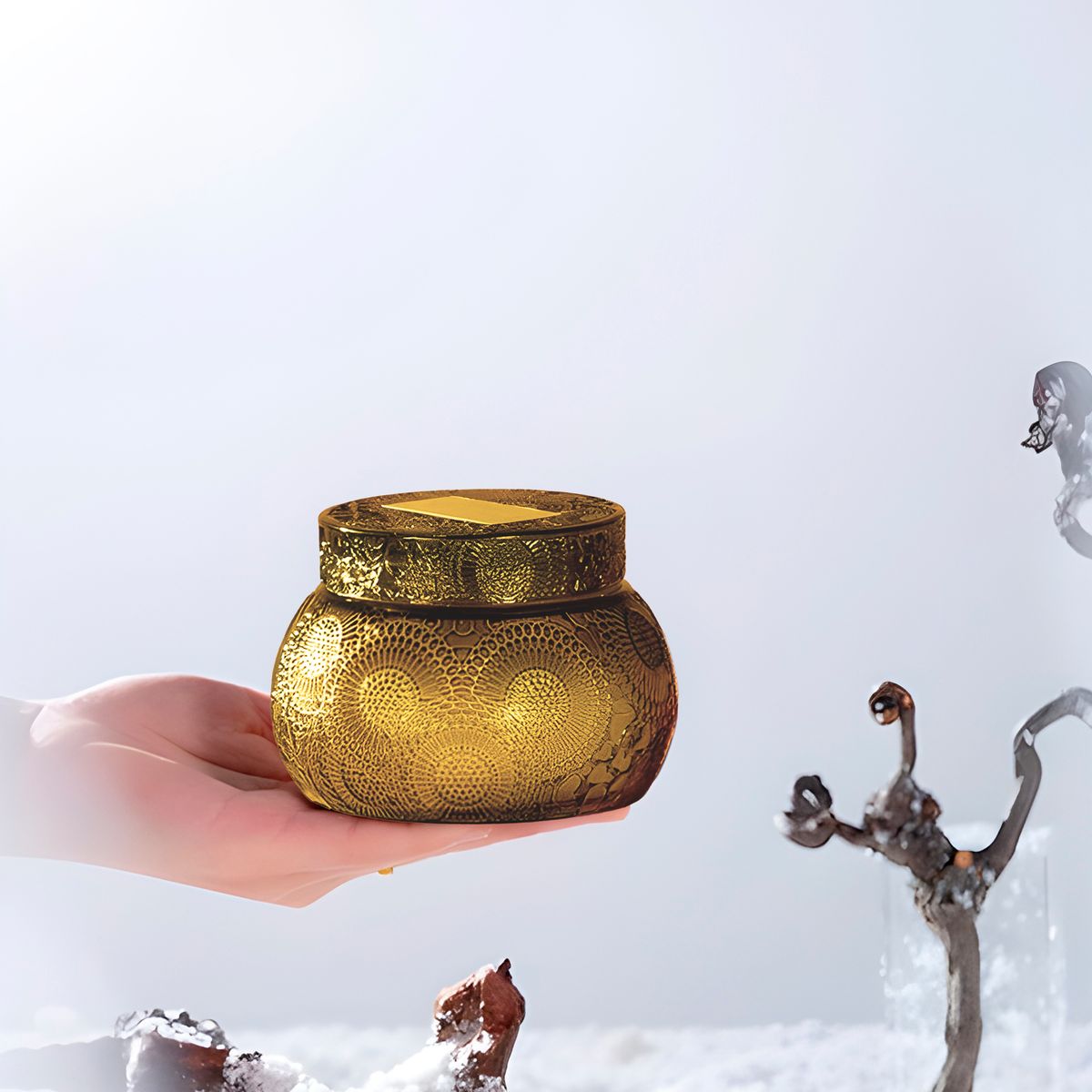 GENERICO - Frascos Vidrio Aromáticas Tapa Velas Redondo Color Amarillo