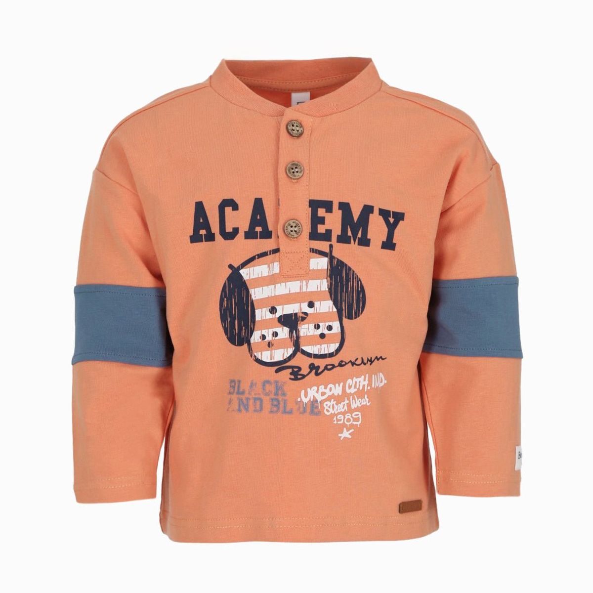 BLACK AND BLUE - Polera bebés con perrito naranjo Black and Blue