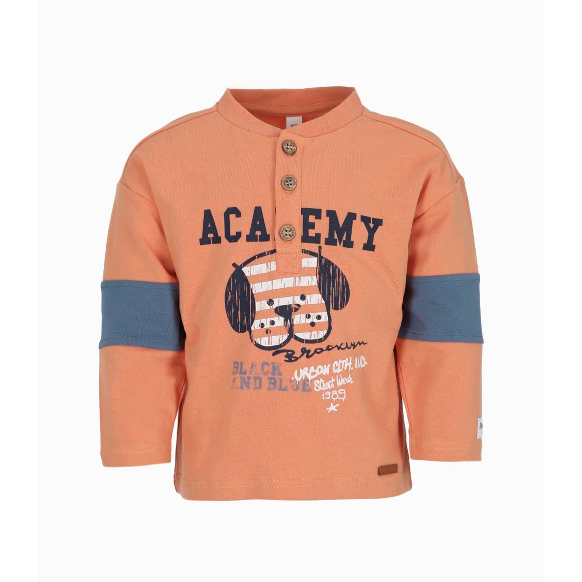 BLACK AND BLUE - Polera bebés con perrito naranjo Black and Blue