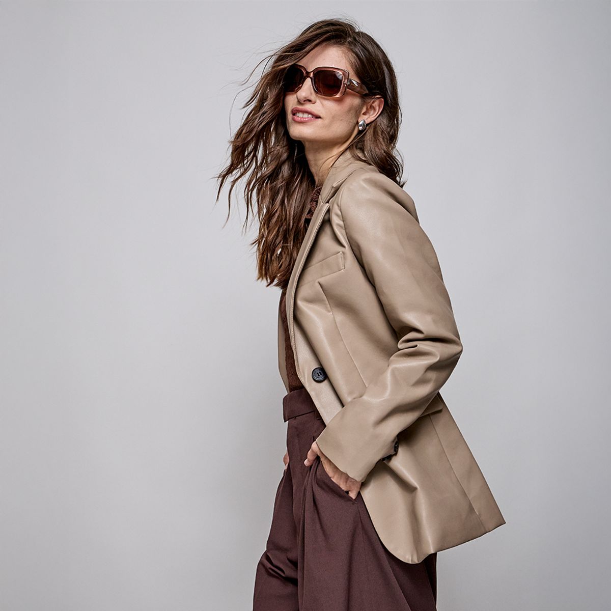 AMPHORA - Chaqueta gaby taupe