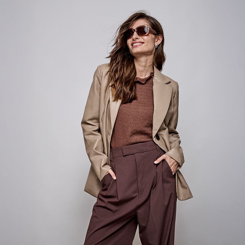 AMPHORA - Blazer jacket gaby taupe