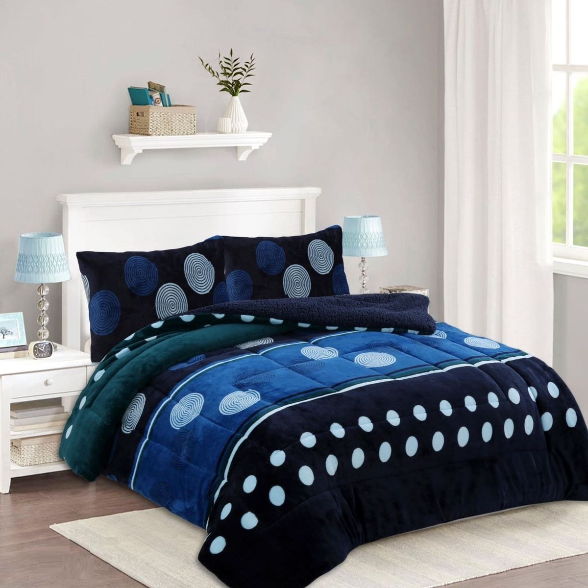 GENERICO - PLUMON KING DE INVIERNO CON CHIPORRO DISEÑO 1327 AZUL CIRCULO FEI YA