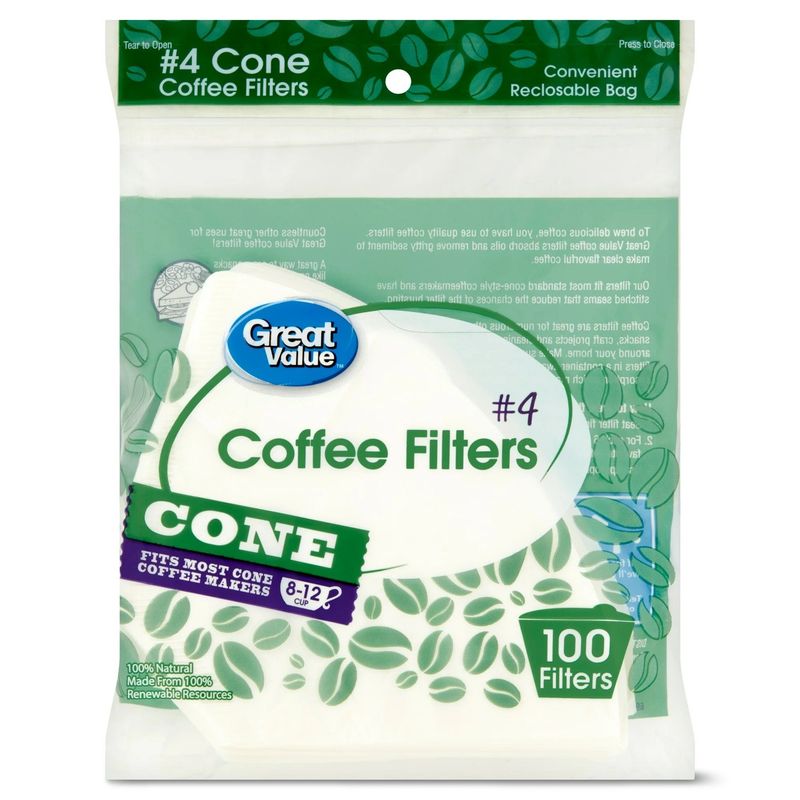GENERICO - 100 Filtros De Papel Cafetera Cono 4 8-12 tazas