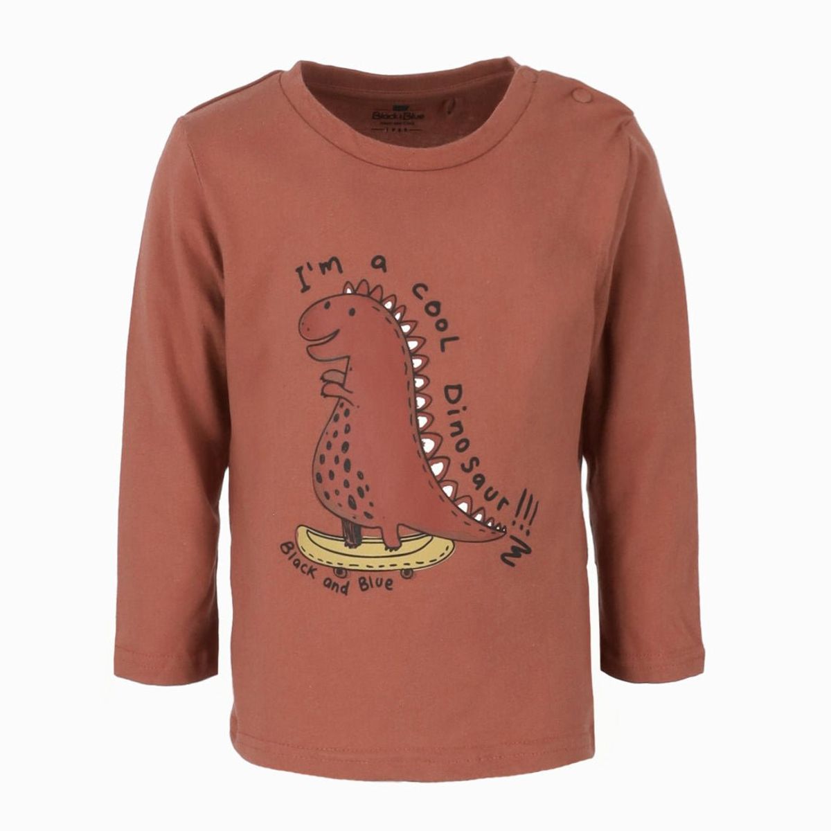 BLACK AND BLUE - Polera bebés con dinosaurio terracota Black and Blue