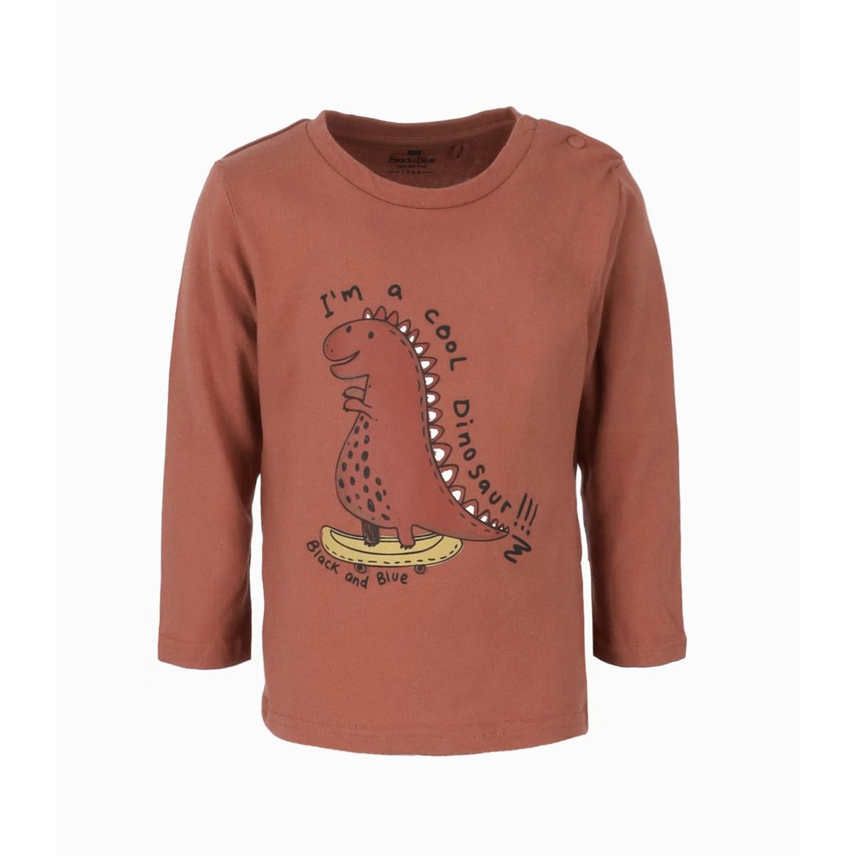 BLACK AND BLUE - Polera bebés con dinosaurio terracota Black and Blue