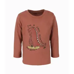 BLACK AND BLUE - Polera bebés con dinosaurio terracota