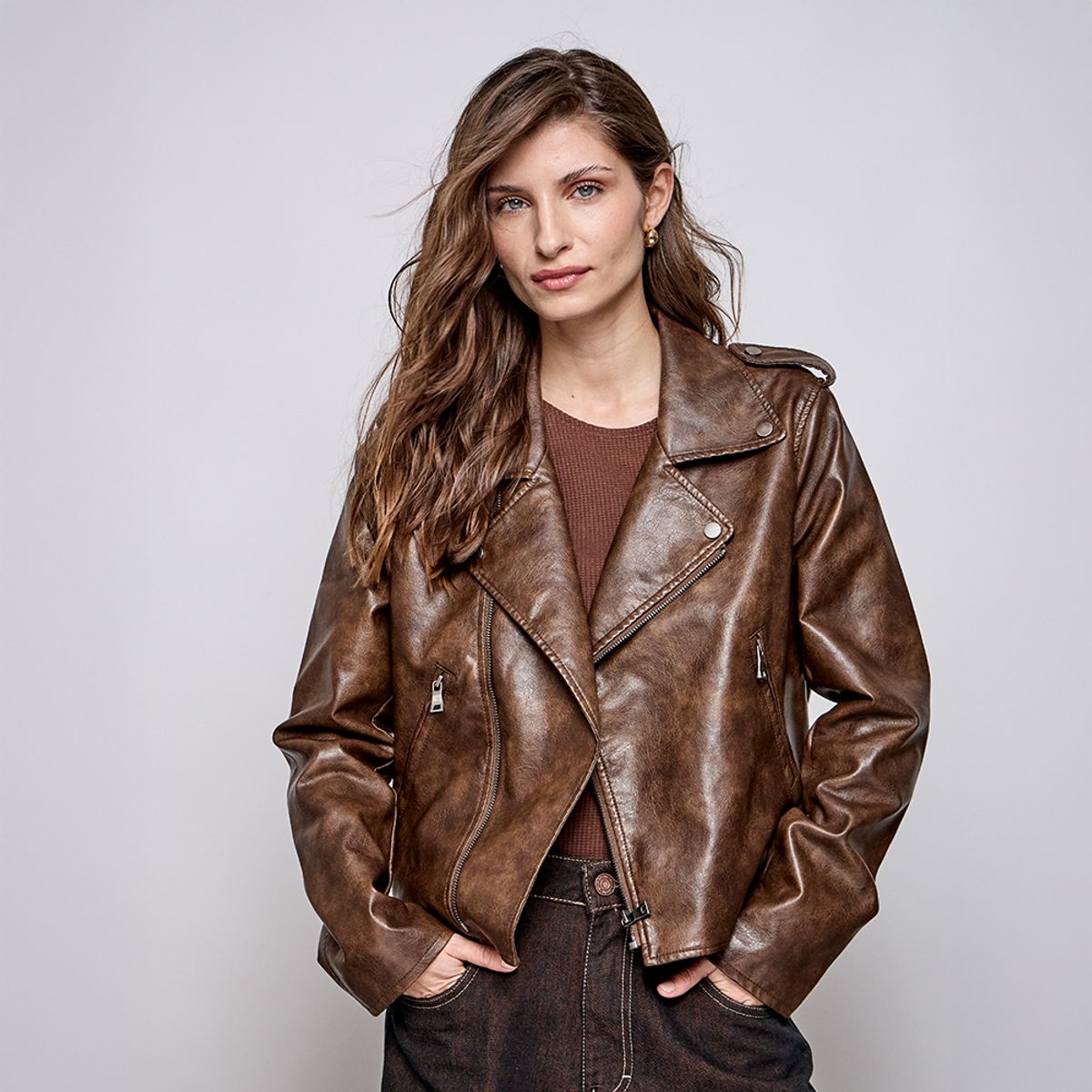AMPHORA - Biker jacket nancy café