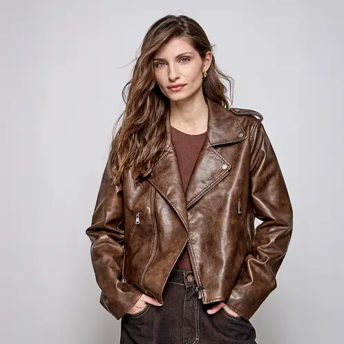 AMPHORA - Biker jacket nancy café