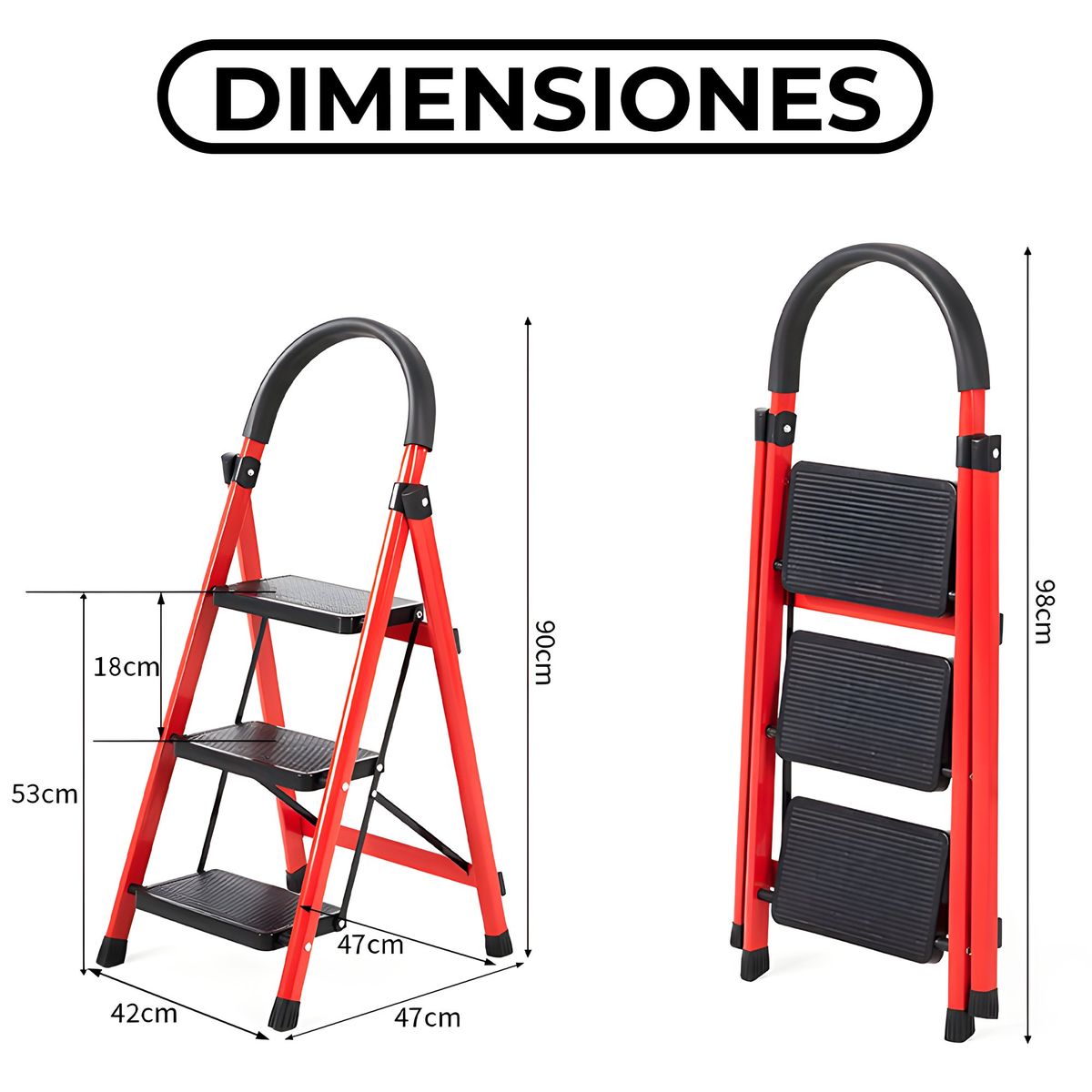 GENERICO - Escalera Plegable 3 Escalones Resistente Escala