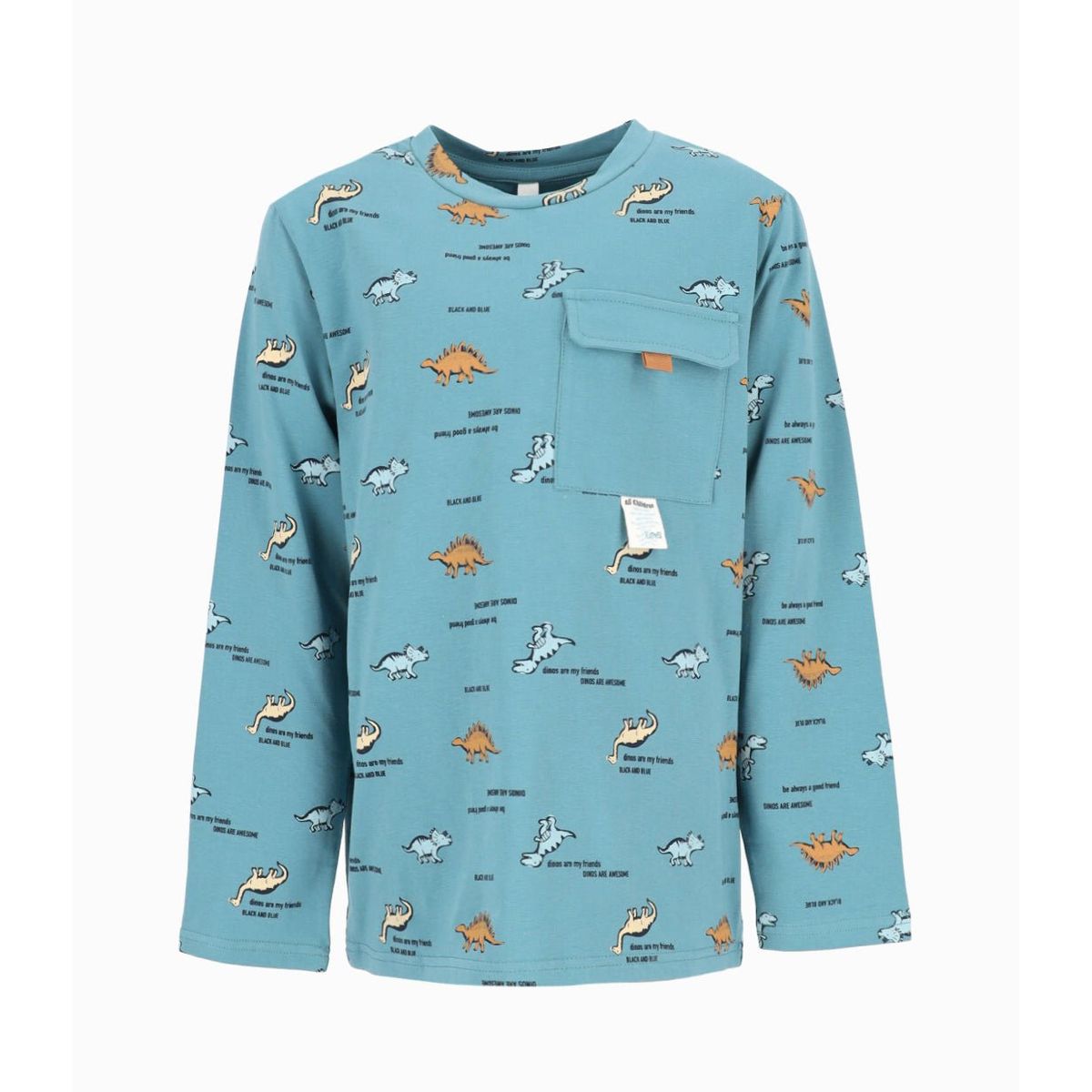 BLACK AND BLUE - Polera niño con dinosaurios petróleo Black and Blue