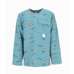 BLACK AND BLUE - Polera niño con dinosaurios petróleo