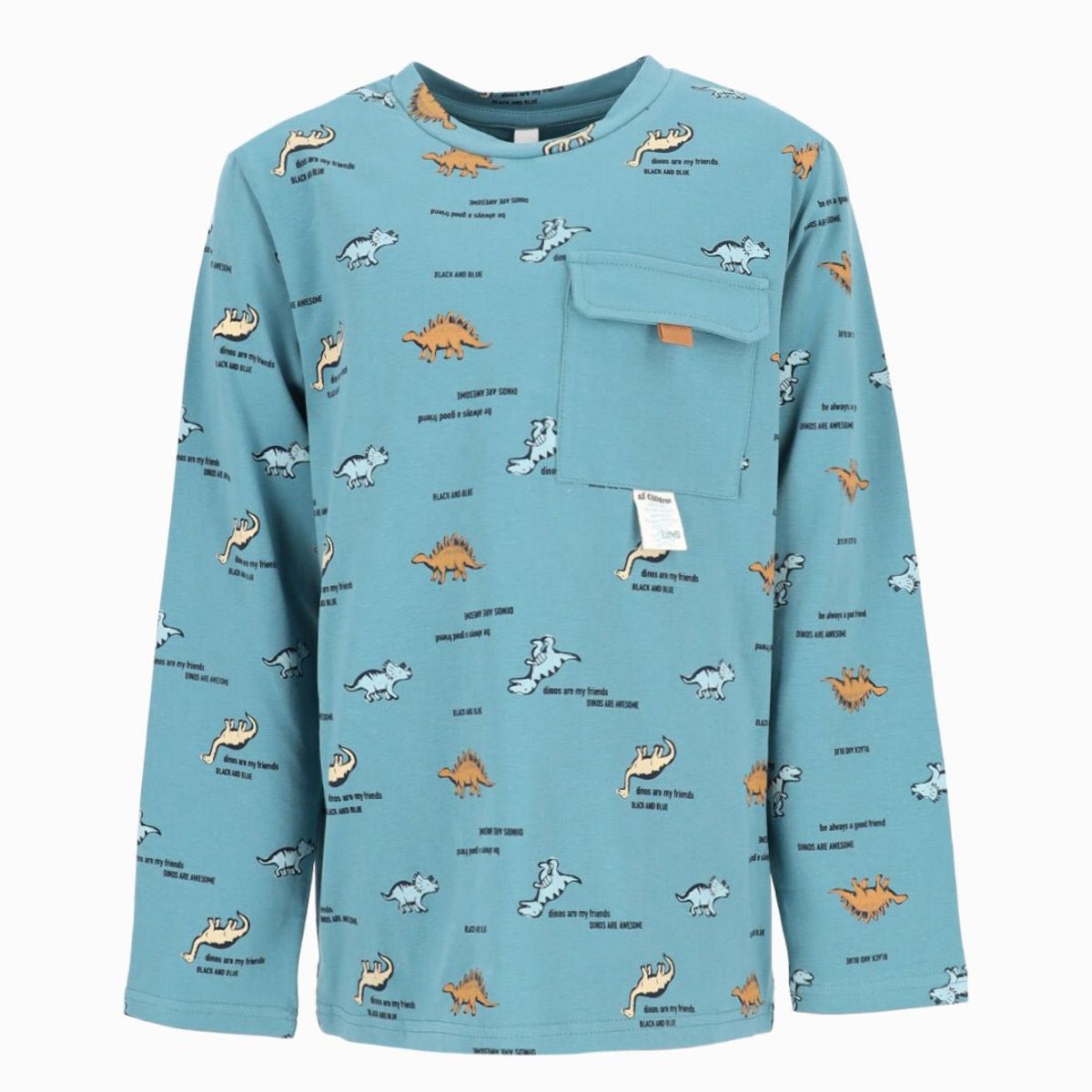 BLACK AND BLUE - Polera niño con dinosaurios petróleo Black and Blue