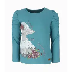 LIMONADA - Polera niña con oveja petróleo
