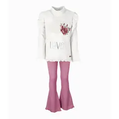 LIMONADA - Conjunto niña love blanco