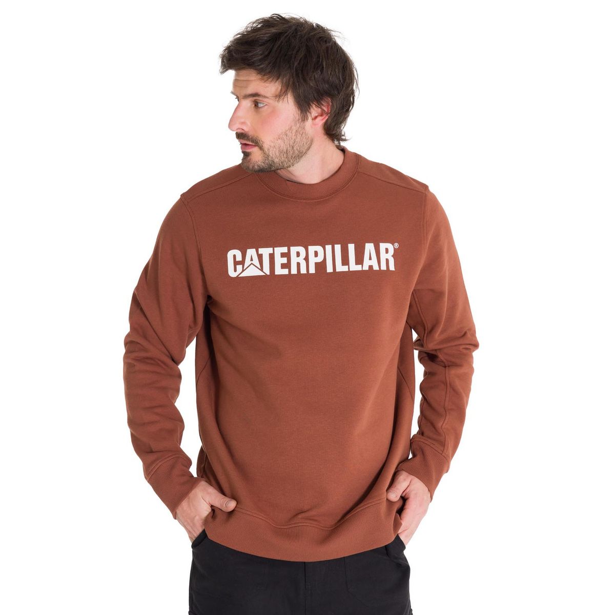CAT - Polerón Logo Crewneck Unisex Terracota CAT