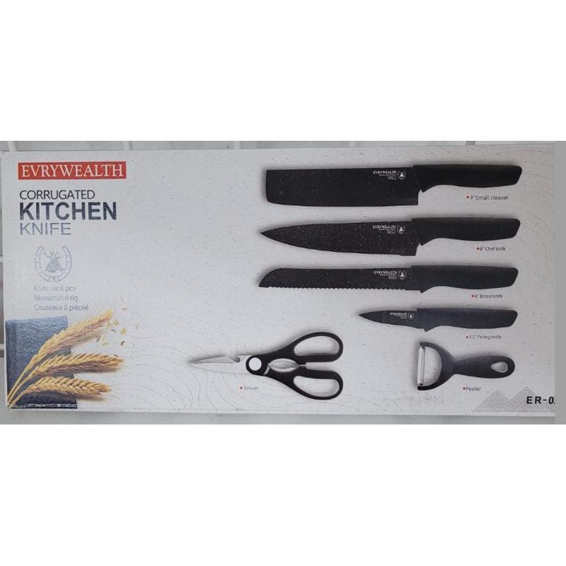 GENERICO - Kit set de cuchillos de cocina mango antideslizante