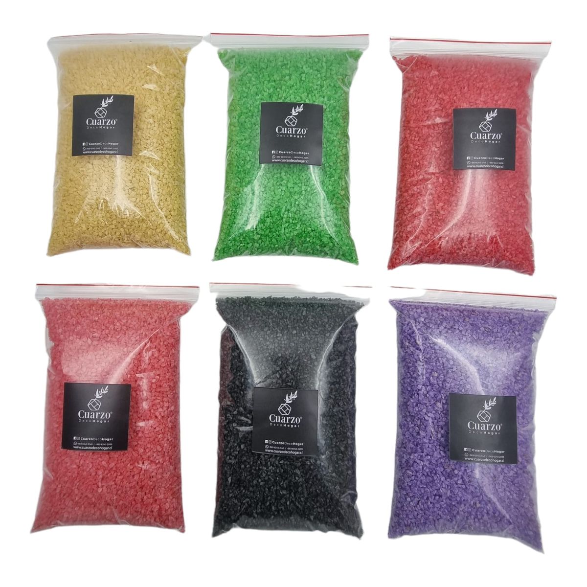 Pack Cuarzo Granulado 6 Colores 1KG c/u, marca GENERICO - Foto Principal