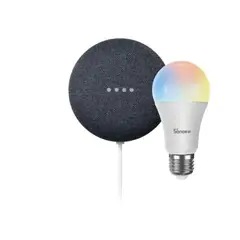 GOOGLE - Pack Nest Mini 2da Gen Negro + Ampolleta LED Inteligente RGB