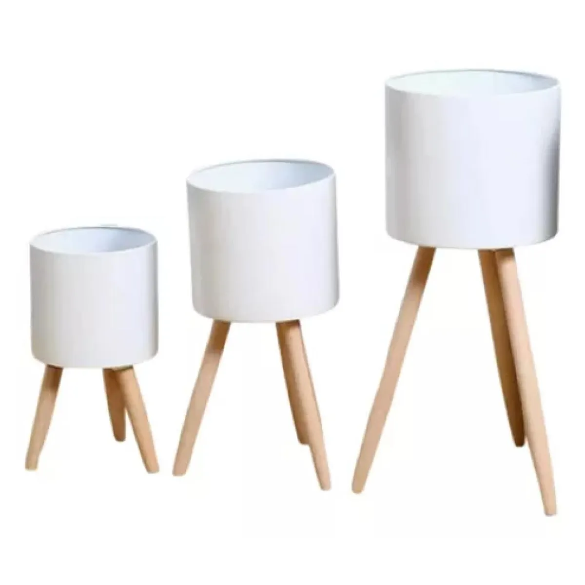 GENERICO - Maceteros Modernos Pack 3 Unidades Blanco