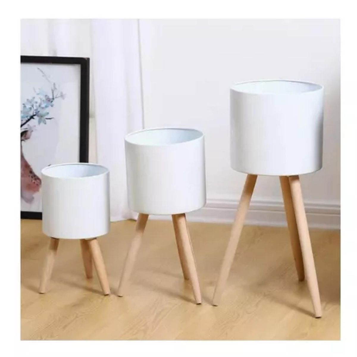 GENERICO - Maceteros Modernos Pack 3 Unidades Blanco
