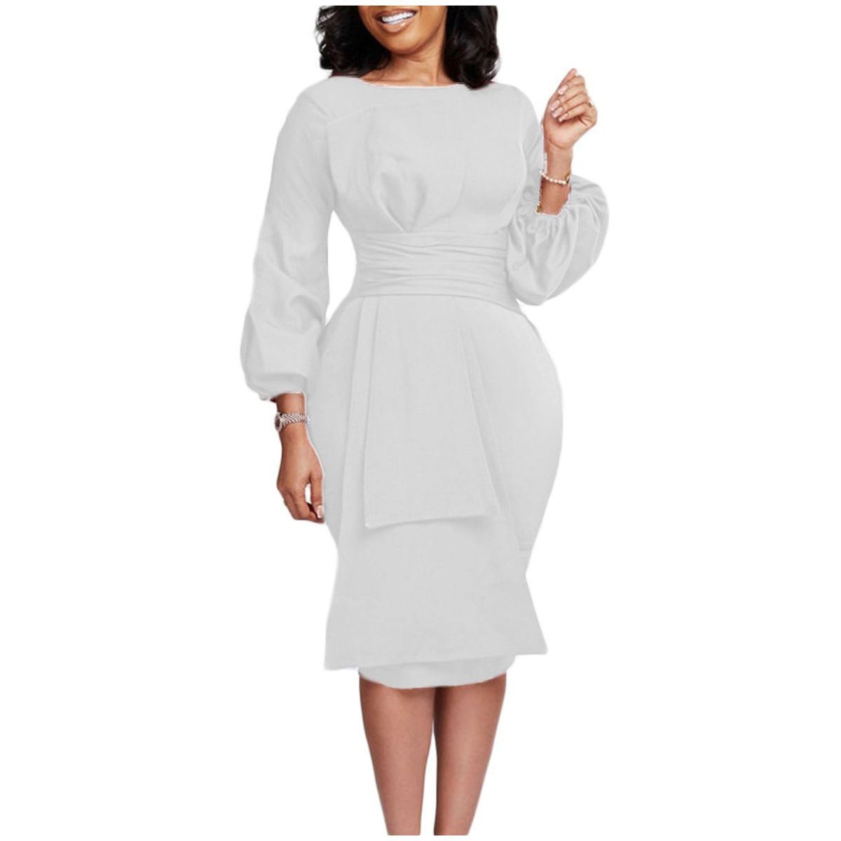 TIOZONEY - Vestido de mujer a la cadera con cuello redondo