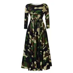 TIOZONEY - Vestido estampado con cordones para mujer