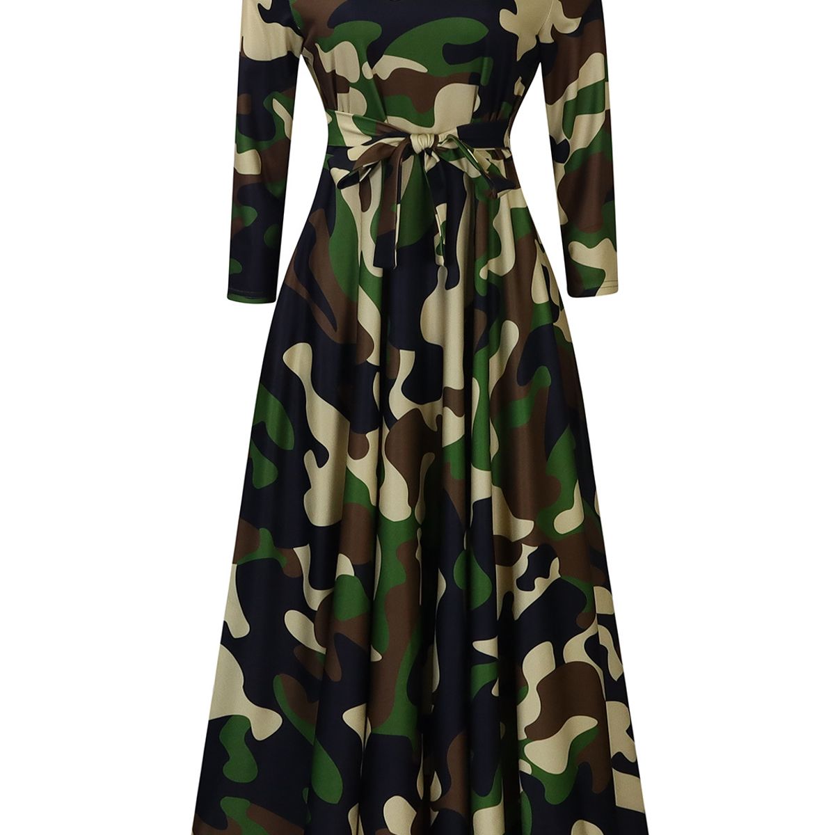 TIOZONEY - Vestido estampado con cordones para mujer