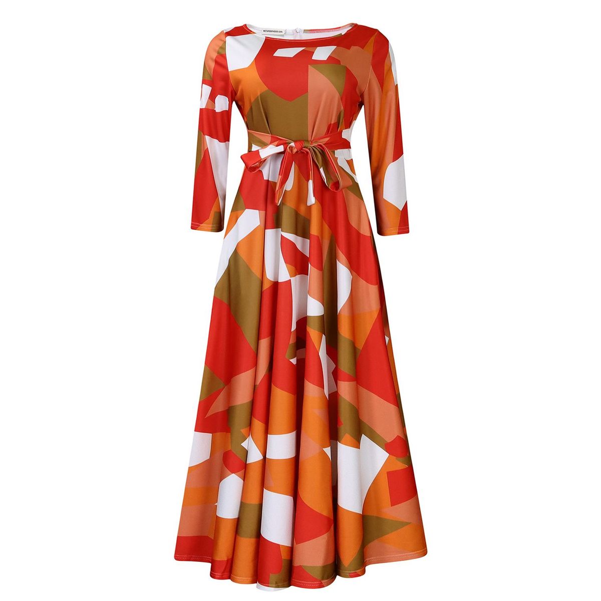 TIOZONEY - Vestido estampado de mujer con cuello redondo y cordones