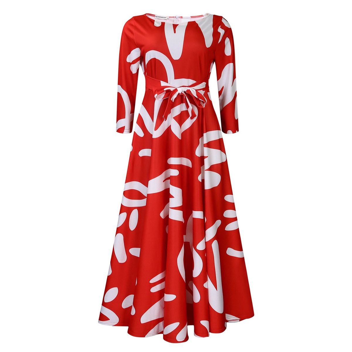 TIOZONEY - Vestido estampado de mujer con cuello redondo y cordones