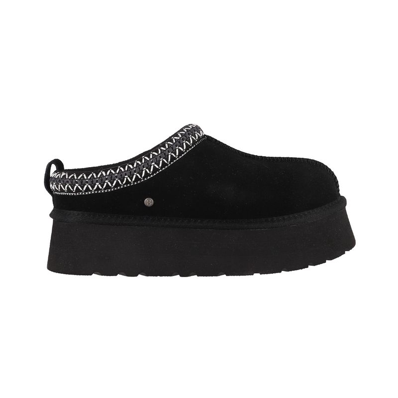 BAMERS - Pantufla Mujer Bamers Piemonte Cuero Negro