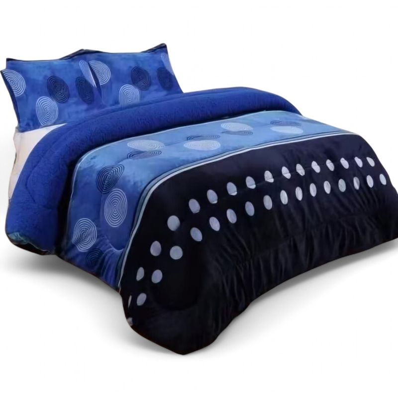 GENERICO - Cobertor De Invierno Plush Con Chiporro 2 Plaza + 2 Fundas Almohadas