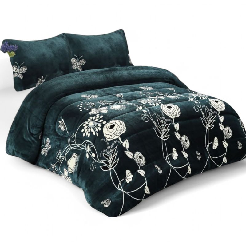 GENERICO - Cobertor De Invierno Plush Con Chiporro 2 Plaza + 2 Fundas Almohadas
