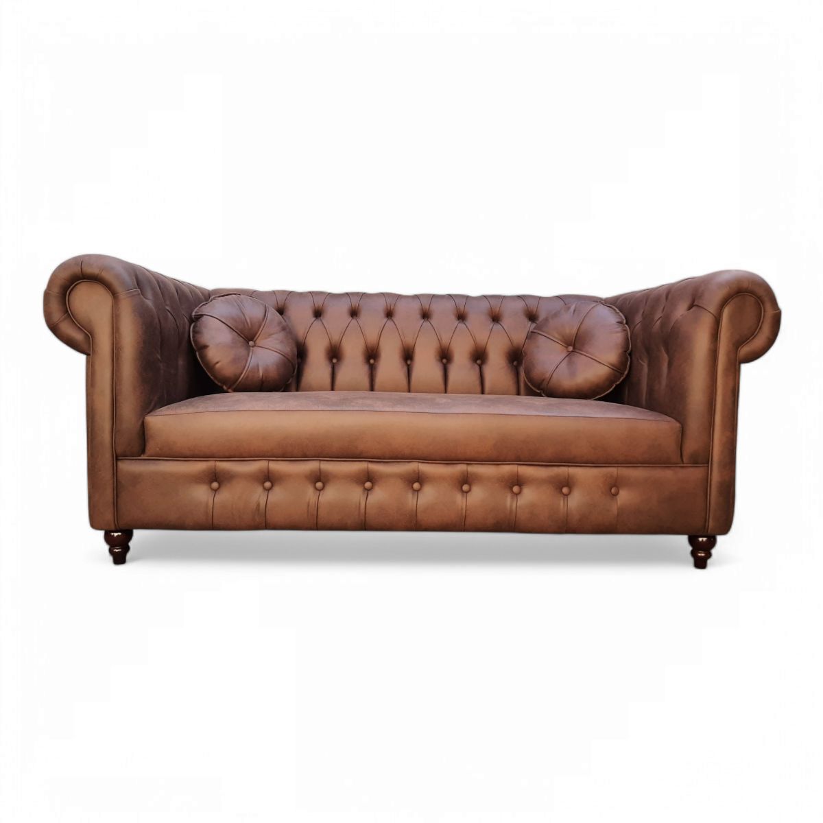 GENERICO - Sofá Chesterfield capitoné Premium Café envejecido