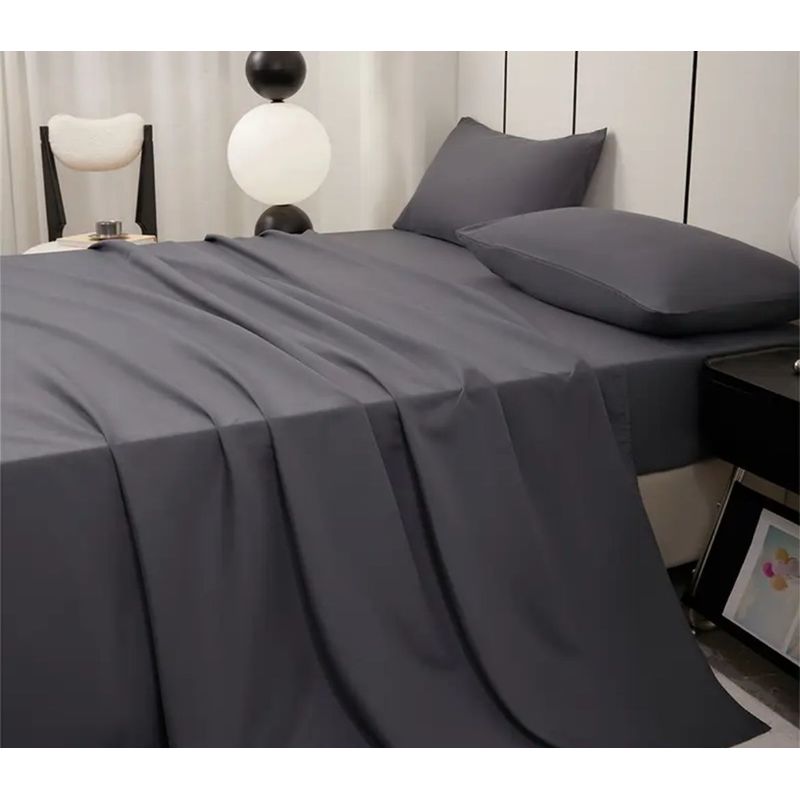 GENERICO - Sabana King set de 4 piezas Gris 200 hilos musas