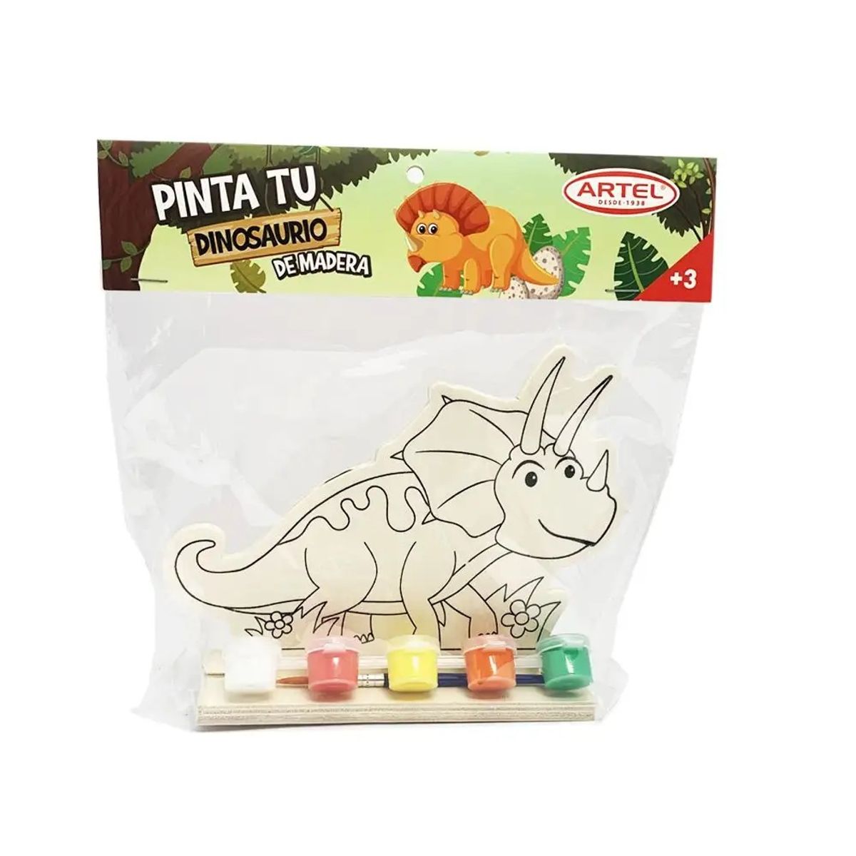 ARTEL - Figura de madera Dinosaurio con base para pintar