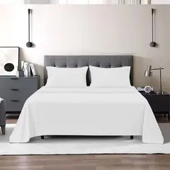 GENERICO - Sabana King set de 4 piezas blanco 200 hilos musas