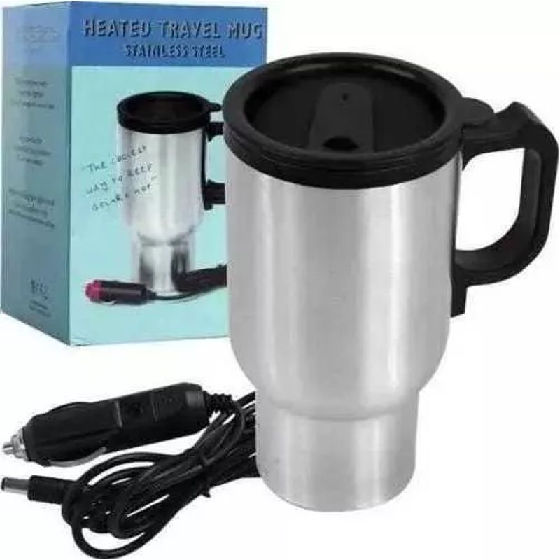 GENERICO - Vaso térmico de 480 ml auto acero tazón mug 12v eléctrico gris