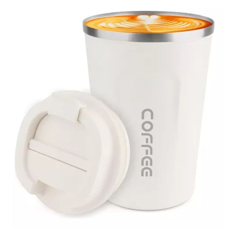 GENERICO - Termo para café vaso térmico mug 380 ml 13 oz color blanco