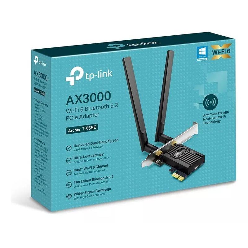 TP LINK - Archer TX55E(UN) AX3000 Wi-Fi6 Bluetooth 5.2 PCIe Adapter