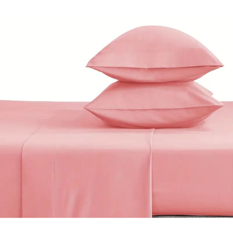 GENERICO - Sabana King set de 4 piezas rosa 200 hilos musas
