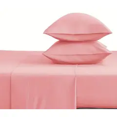 GENERICO - Sabana King set de 4 piezas rosa 200 hilos musas