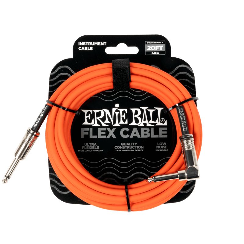ERNIE BALL - Flex Instrument Cable StraightAngle 20ft - Orange