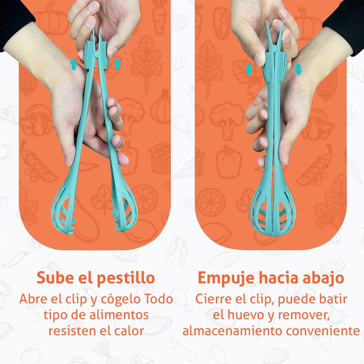 GENERICO - Pinzas para Pastas y Batidor 3 en 1 Mezcla y sujeta con facilidad