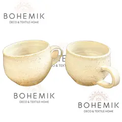 GENERICO - Set 2 Mug color crema Cerámica Gres