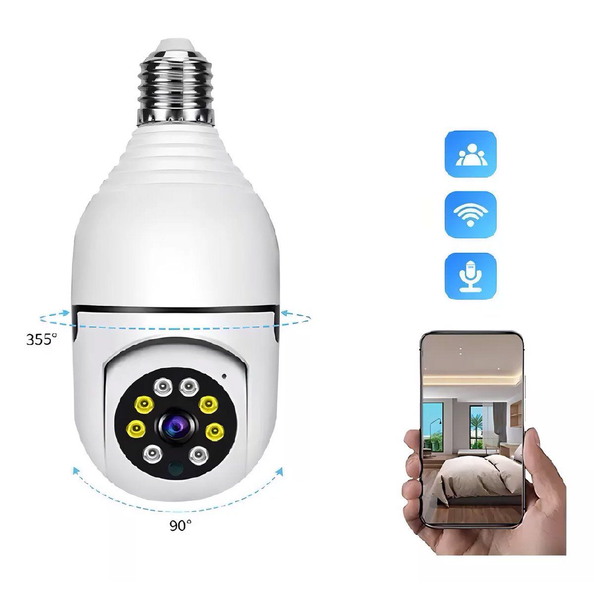 GENERICO - Cámara de Seguridad Inalámbrica 360° Tipo Ampolleta