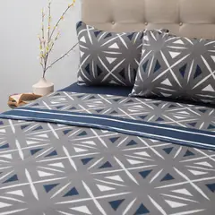 DORAL - Juego de sábanas polar estampadas king 2.5 plazas rombo gris