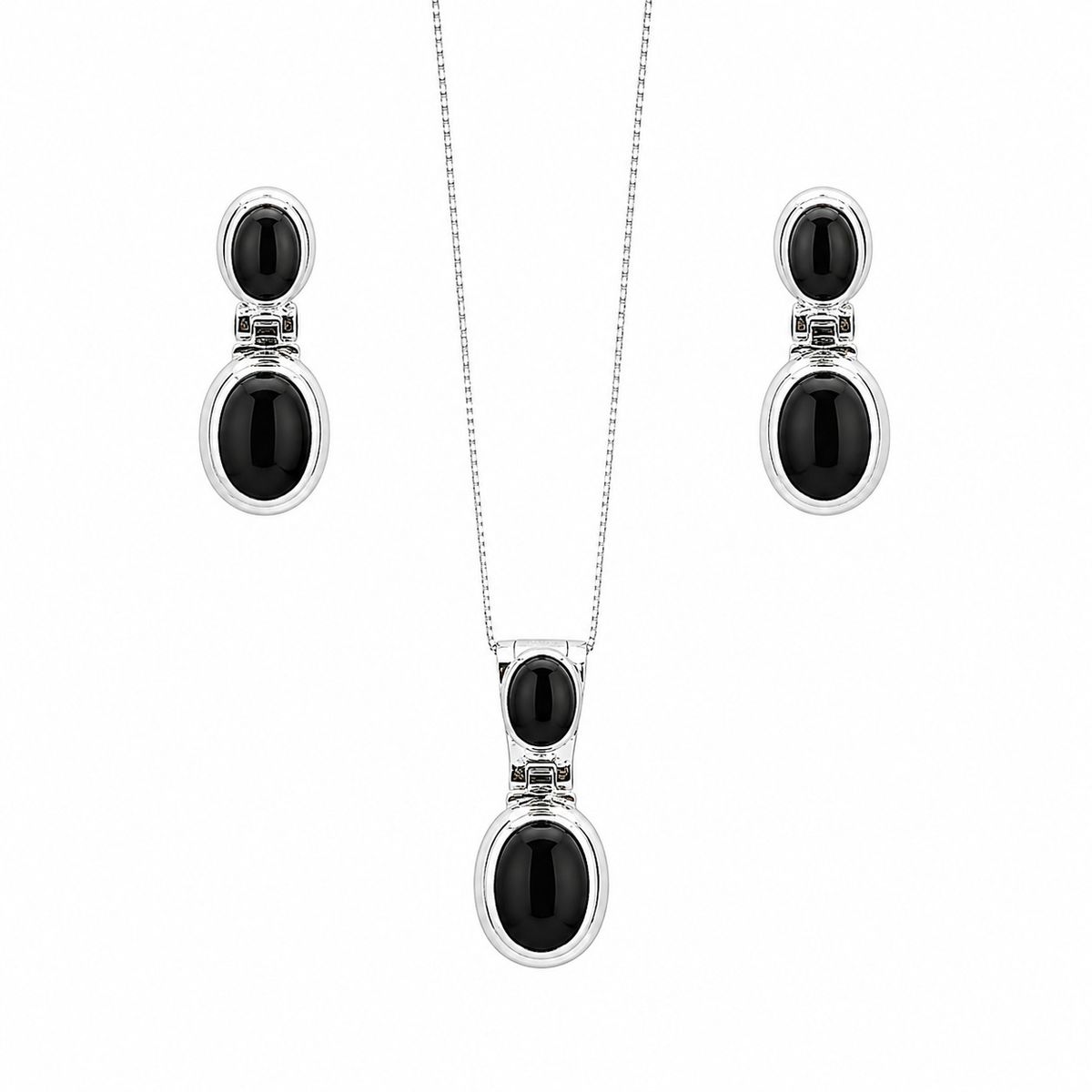JOYAS MYTOKE - Conjunto Piedra Onix Plata Fina 925 Mujer